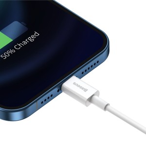 Cablu Baseus Superior Series USB la Lightning 2.4A 0.25m Alb