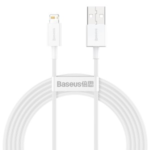 Cablu Baseus Superior Series USB la Lightning 2.4A 2m Alb