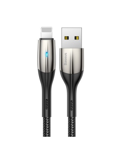 Cablu Baseus Horizontal LED USB la Lightning 2.4A 0.5m Negru