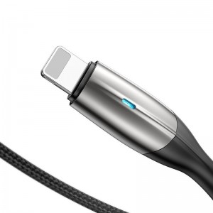 Cablu Baseus Horizontal LED USB la Lightning 2.4A 0.5m Negru