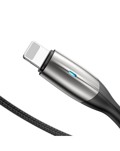 Cablu Baseus Horizontal LED USB la Lightning 2.4A 0.5m Negru