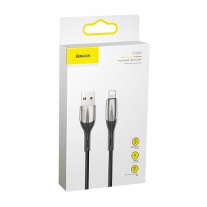 Cablu Baseus Horizontal LED USB la Lightning 2.4A 0.5m Negru