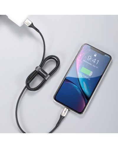 Cablu Baseus Horizontal LED USB la Lightning 2.4A 0.5m Negru