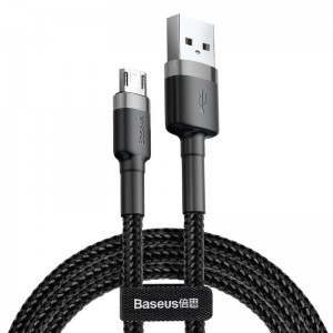Cablu Baseus Cafule USB la Micro-USB 2.4A 1m Gri & Negru