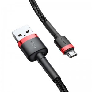 Cablu Baseus Cafule USB la Micro-USB 2.4A 1m Roșu & Negru
