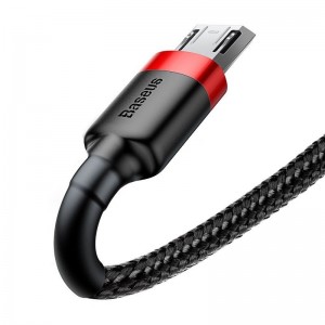 Cablu Baseus Cafule USB la Micro-USB 2.4A 1m Roșu & Negru