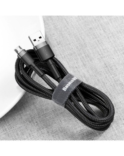 Cablu Baseus Cafule USB la Micro-USB 2A 3m Negru & Gri Cablu Baseus Cafule USB la Micro-USB 2A 3m Negru & Gri