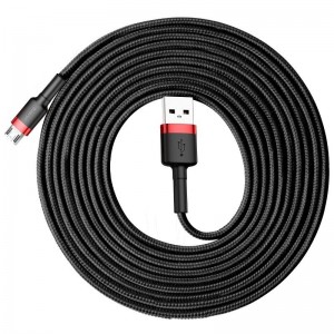 Cablu Baseus Cafule USB la Micro-USB 2A 3m Negru & Roșu