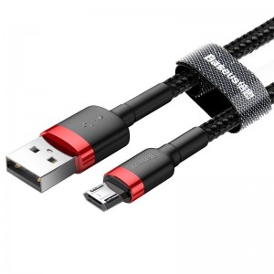 Cablu Baseus Cafule USB la Micro-USB 2A 3m Negru & Roșu