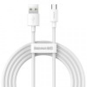 Cablu Baseus Simple Wisdom USB la Micro-USB 2.1A 1.5m Alb