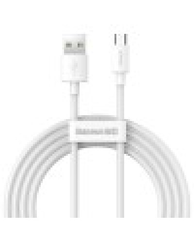 Cablu Baseus Simple Wisdom USB la Micro-USB 2.1A 1.5m Alb