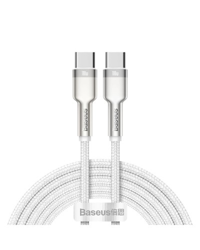Cablu Baseus Cafule Metal USB-C la USB-C 100W 2m Alb