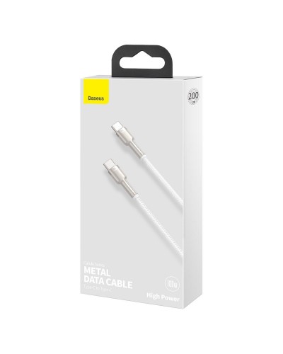 Cablu Baseus Cafule Metal USB-C la USB-C 100W 2m Alb Cablu Baseus Cafule Metal USB-C la USB-C 100W 2m Alb