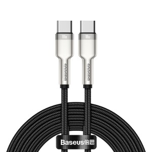 Cablu Baseus Cafule Metal USB-C la USB-C 100W 2m Negru