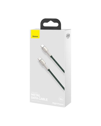 Cablu Baseus Cafule Metal USB-C la USB-C 100W 2m Verde