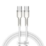 Cablu Baseus Cafule Metal USB-C la USB-C 100W 1m Alb