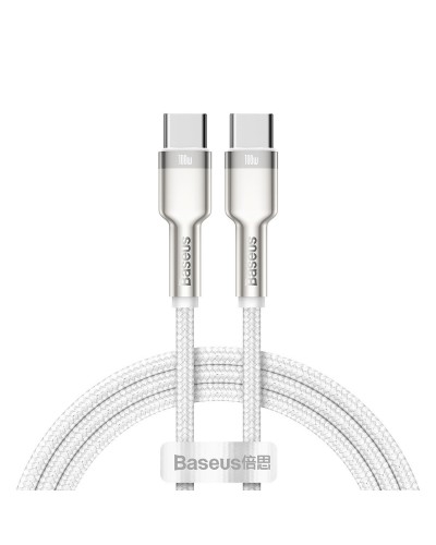 Cablu Baseus Cafule Metal USB-C la USB-C 100W 1m Alb