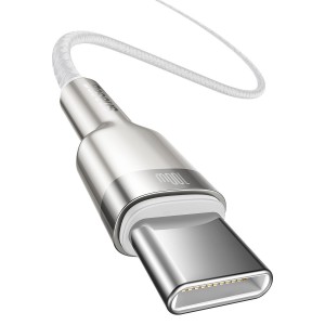 Cablu Baseus Cafule Metal USB-C la USB-C 100W 1m Alb