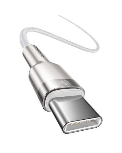 Cablu Baseus Cafule Metal USB-C la USB-C 100W 1m Alb Cablu Baseus Cafule Metal USB-C la USB-C 100W 1m Alb