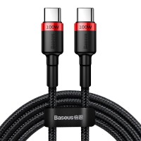 Cablu Baseus Cafule USB-C la USB-C 100W Negru & Roșu