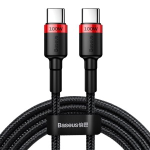 Cablu Baseus Cafule USB-C la USB-C 100W Negru & Roșu