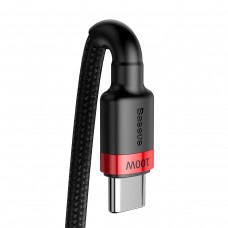 Cablu Baseus Cafule USB-C la USB-C 100W Negru & Roșu