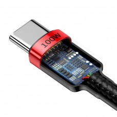 Cablu Baseus Cafule USB-C la USB-C 100W Negru & Roșu