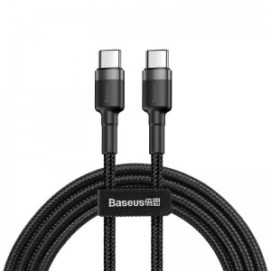 Cablu Baseus Cafule USB-C la USB-C 60W 1m Negru & Gri