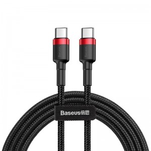 Cablu Baseus Cafule USB-C la USB-C 60W 2m Negru & Roșu