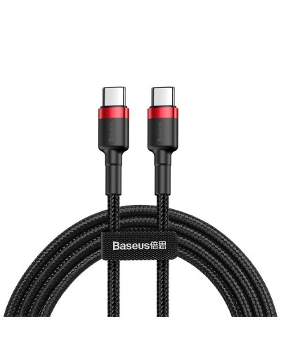 Cablu Baseus Cafule USB-C la USB-C 60W 2m Negru & Roșu