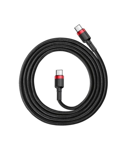 Cablu Baseus Cafule USB-C la USB-C 60W 2m Negru & Roșu
