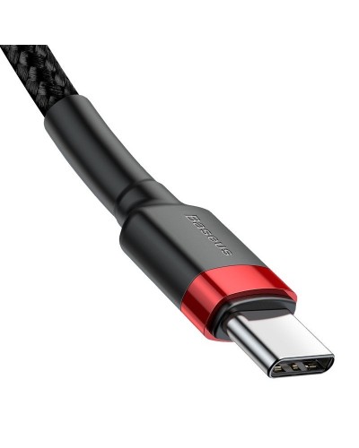 Cablu Baseus Cafule USB-C la USB-C 60W 2m Negru & Roșu