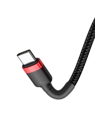 Cablu Baseus Cafule USB-C la USB-C 60W 2m Negru & Roșu