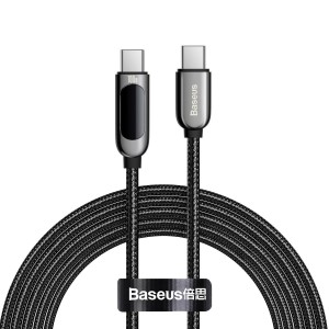 Cablu Baseus LED Display USB-C la USB-C 100W 2m Negru