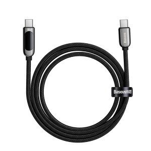 Cablu Baseus LED Display USB-C la USB-C 100W 2m Negru
