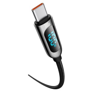Cablu Baseus LED Display USB-C la USB-C 100W 2m Negru