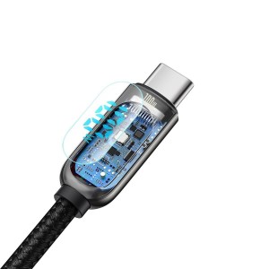 Cablu Baseus LED Display USB-C la USB-C 100W 2m Negru