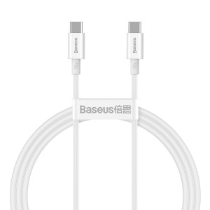 Cablu Baseus Superior Series USB-C la USB-C 100W 1m Alb