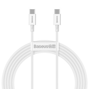 Cablu Baseus Superior Series USB-C la USB-C 100W 2m Alb