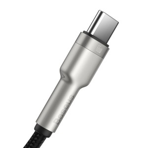 Cablu Baseus Cafule Metal USB la USB-C 66W 0.25m Negru
