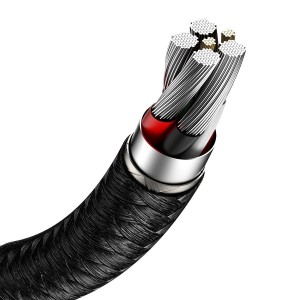 Cablu Baseus Cafule Metal USB la USB-C 66W 0.25m Negru