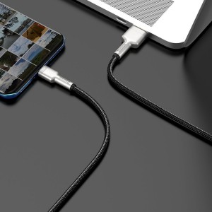 Cablu Baseus Cafule Metal USB la USB-C 66W 0.25m Negru