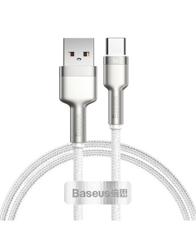 Cablu Baseus Cafule Metal USB la USB-C 66W 1m Alb
