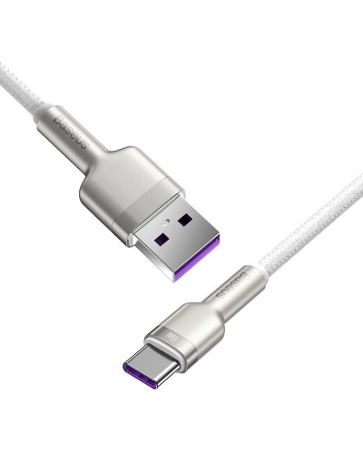 Cablu Baseus Cafule Metal USB la USB-C 66W 1m Alb Cablu Baseus Cafule Metal USB la USB-C 66W 1m Alb