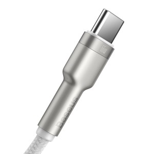 Cablu Baseus Cafule Metal USB la USB-C 66W 1m Alb