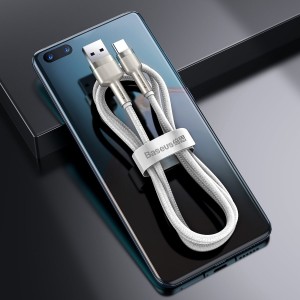 Cablu Baseus Cafule Metal USB la USB-C 66W 1m Alb