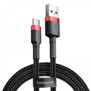 Cablu Baseus Cafule USB la USB-C 2A 3m Negru & Roșu