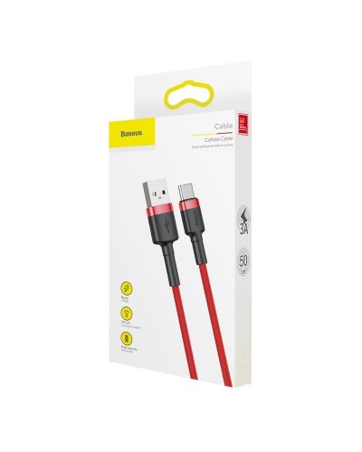Cablu Baseus Cafule USB la USB-C 3A 0.5m Roșu Cablu Baseus Cafule USB la USB-C 3A 0.5m Roșu