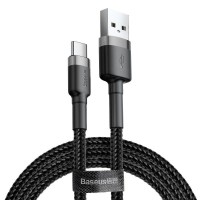 Cablu Baseus Cafule USB la USB-C 3A 1m Gri & Negru