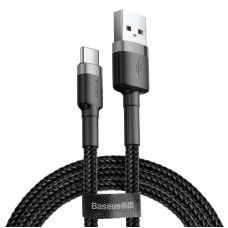 Cablu Baseus Cafule USB la USB-C 3A 1m Gri & Negru